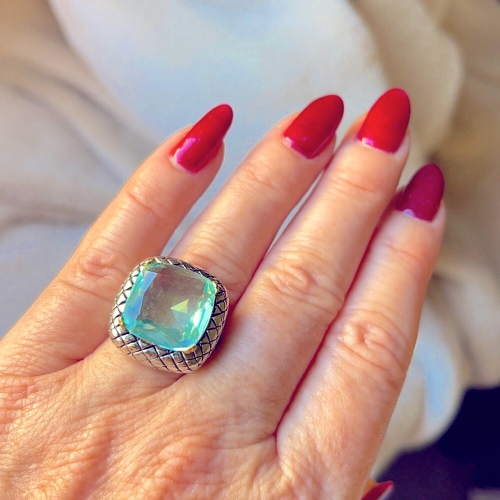 Aquamarine Sterling Silver & Gold Ring